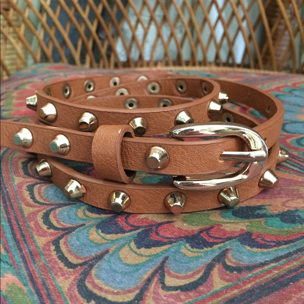 Studded leather and gold belt